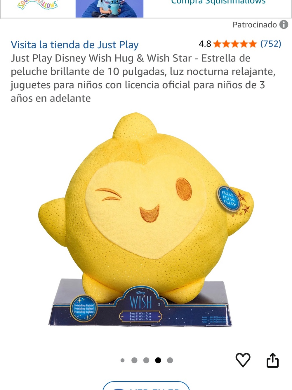 Disney Yellow Winking Star Plush - Wish Collection